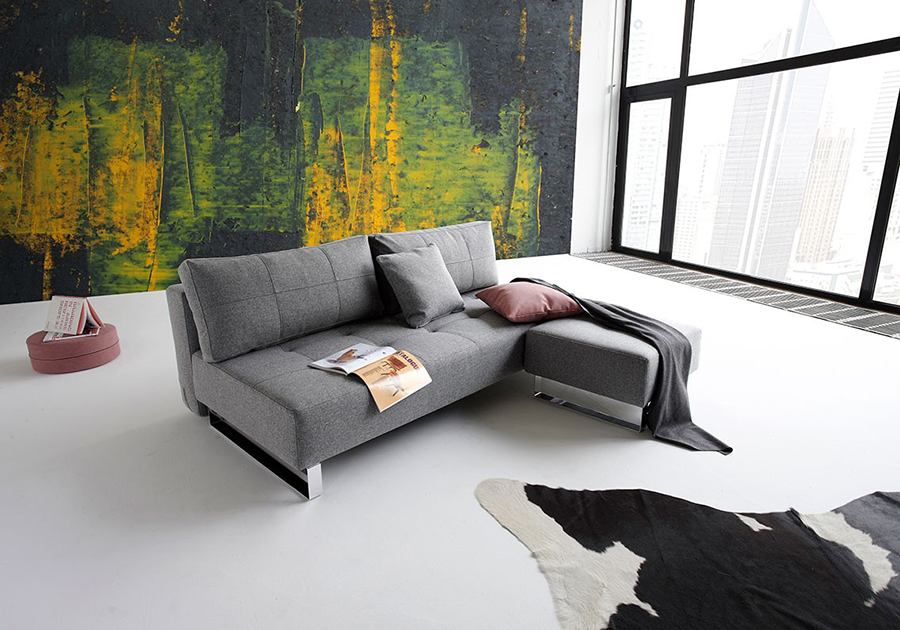 Пуф Supremax Deluxe Excess с хромированными ножками, серый Innovation Living SUPREMAXPF563 - Вид №1