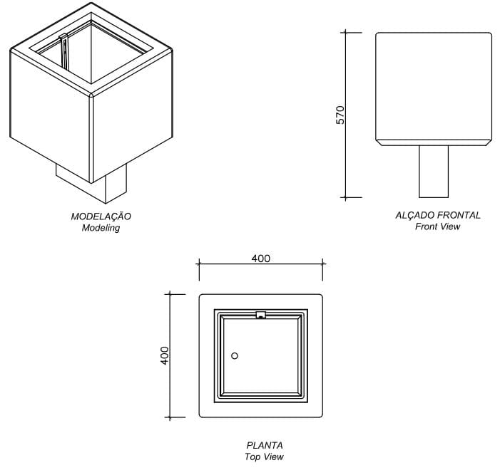 Наружные бетонные стойки для мусора amop Токио ARCH-00073228 - Вид №2