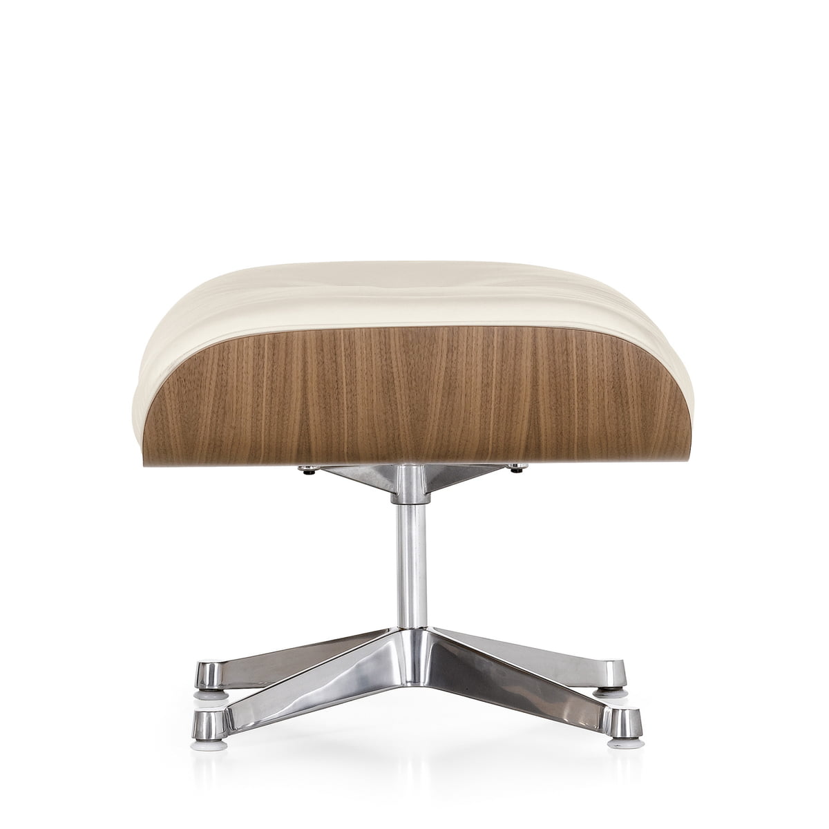 Кресло кожаное с оттоманкой 130х84 см тепло-белое Eames Style Lounge Chair SOHO DESIGN ДИЗАЙНЕРСКИЕ 00-3886255 Белый;коричневый  - Вид №2