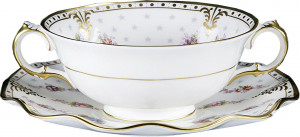 62557 Royal Crown Derby Чашка суповая с блюдцем Royal Crown Derby "Роял Антуанетта" 300мл Фарфор костяной