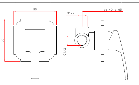 Встраиваемый однорычажный смеситель для душа Cezares LEGEND-DIM-02 - Вид №1