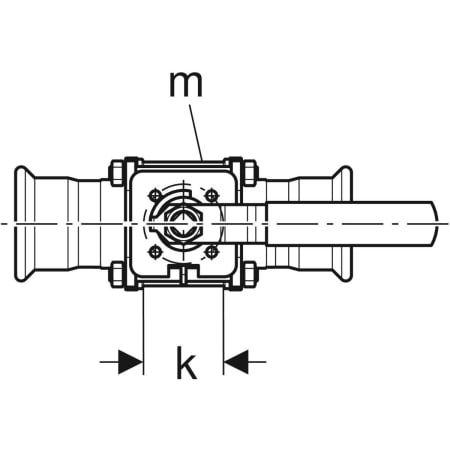 92107 Шаровой кран Geberit Mapress из нержавеющей стали с рукояткой, с двумя пресс-соединениями Geberit  - Вид №3