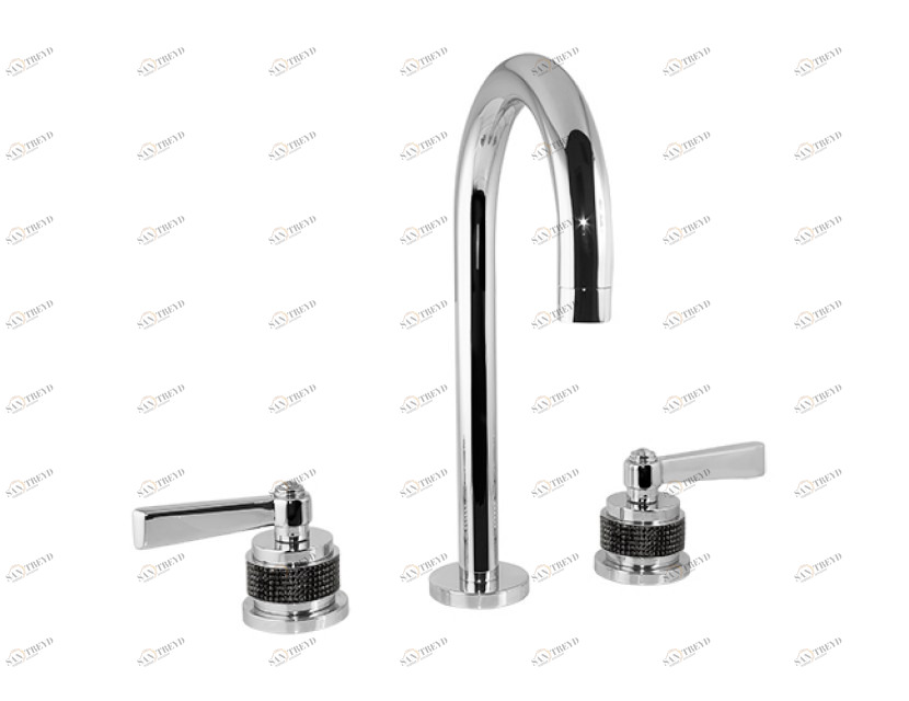 271001.PHN.50 Раковина с тремя отверстиями и черным swarovski Яркий хром Mestre 