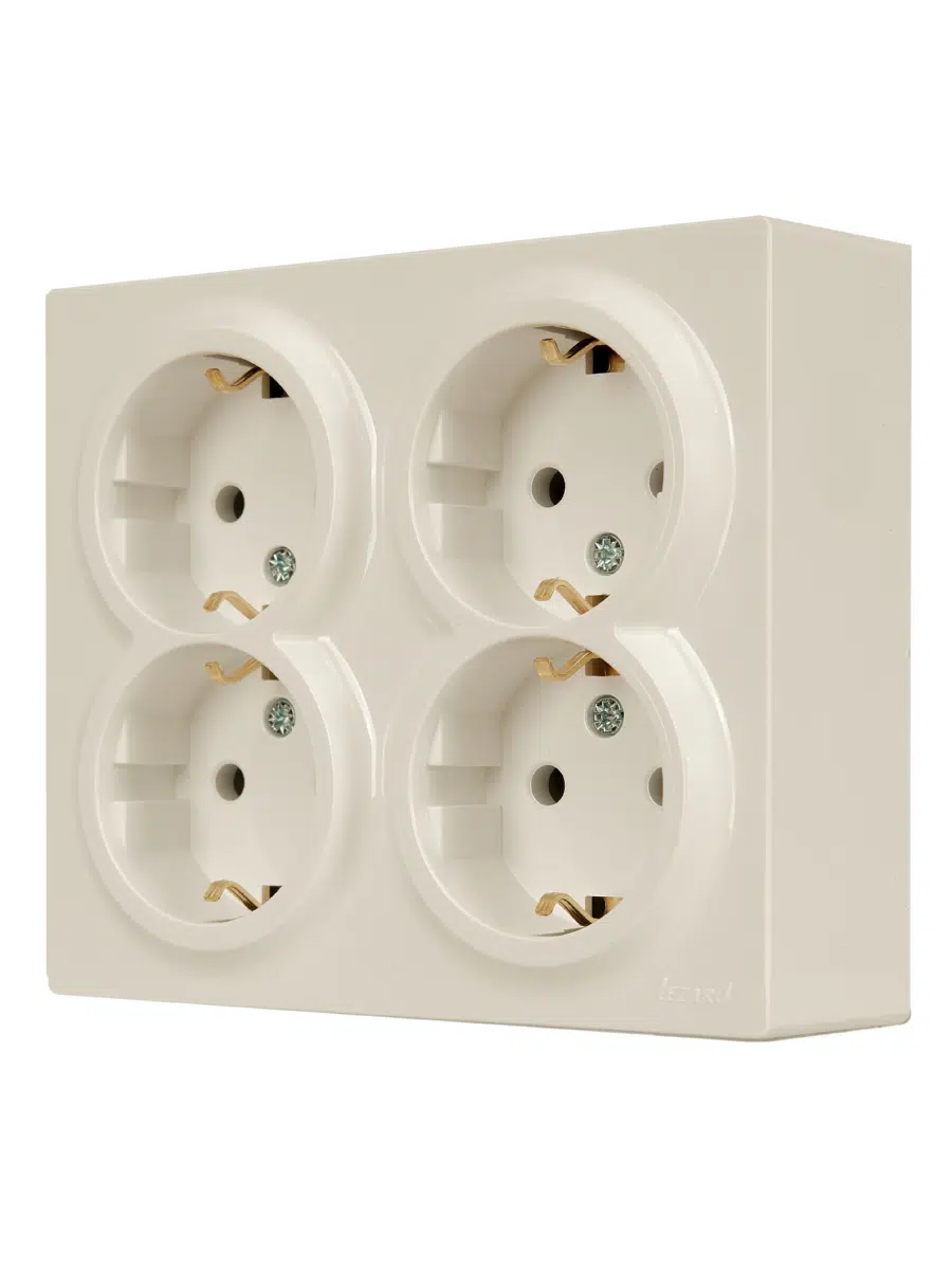LETO Розетка четверная с/з закрытый корпус ПБТ крем LEZARD 752-0300-127BDP - Вид №3