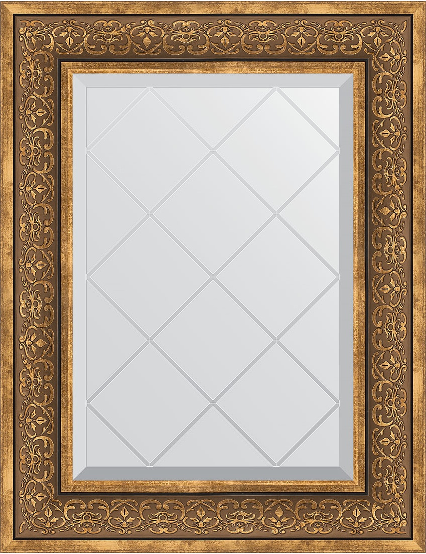 BY 4034 Зеркало с гравировкой в багетной раме - вензель бронзовый 101 mm EVOFORM Exclusive-G