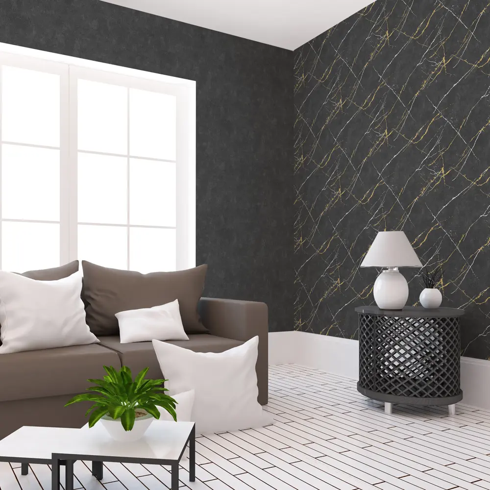 Флизелиновые обои Ateliero Rinaldi черные с виниловым покрытием 87904521 STLM-0076117 - Вид №4