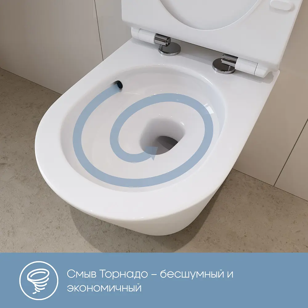 Комплект инсталляция с унитазом Tece Aqd Ovot S955203OV0110, с микролифтом, клавиша цвет белый 89389087 STLM-2181869 - Вид №3