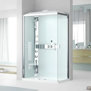 Novellini. Душевая кабина 120x90 2P120x90 HYDROMASSAGE с низким душевым поддоном, крышей и парогенератором GLAX 3