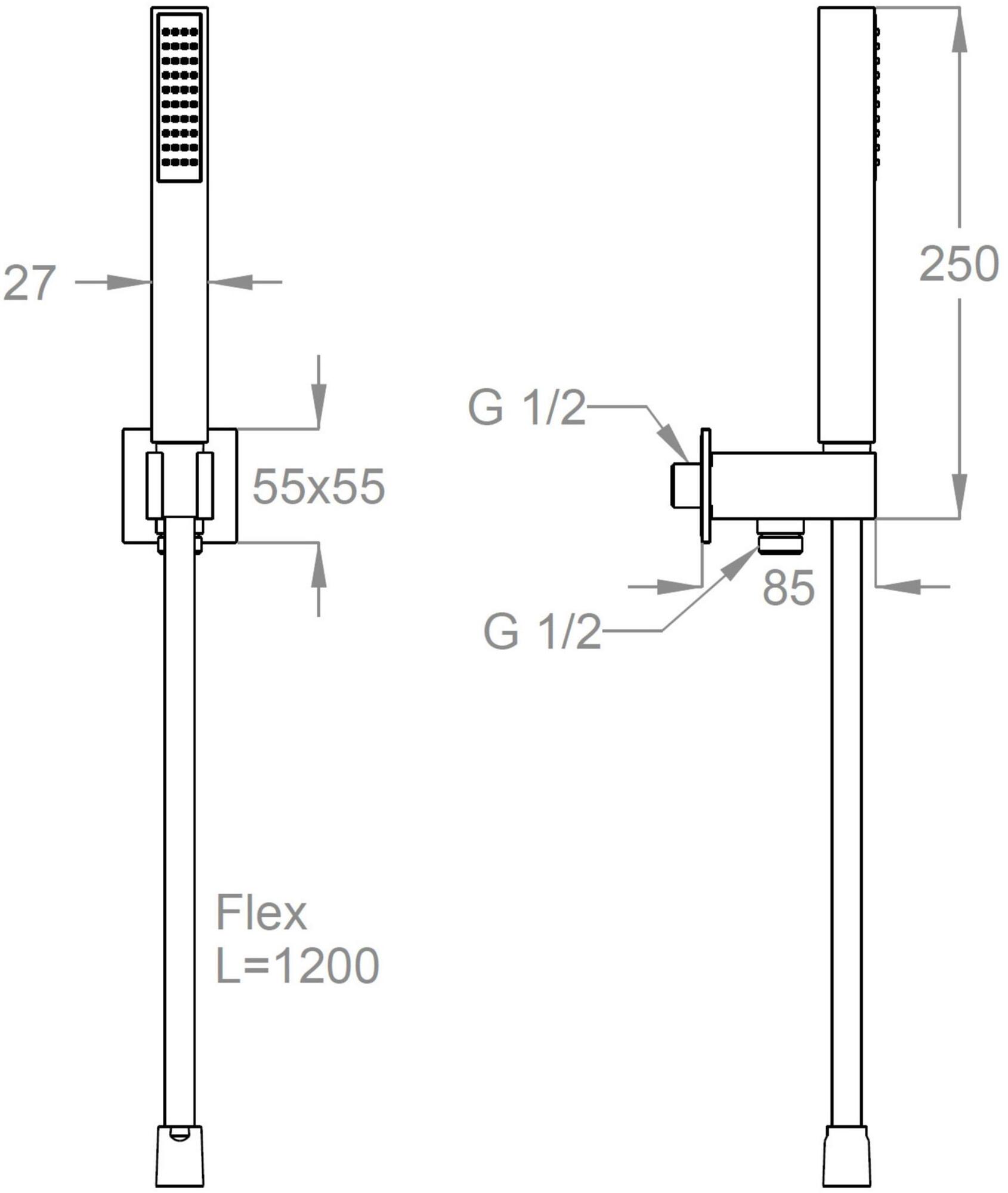 Fir Italia Настенный ручной душ из латуни с пластиной с опорой New playone 90 9004817 - Вид №1