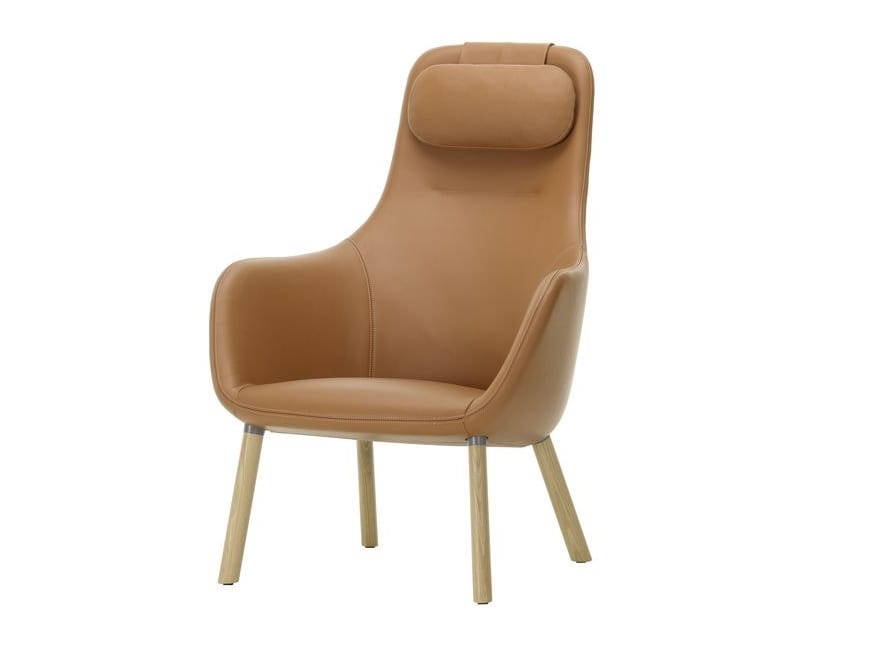 Кожаное кресло с подголовником VITRA HAL Lounge ARCH-00101409