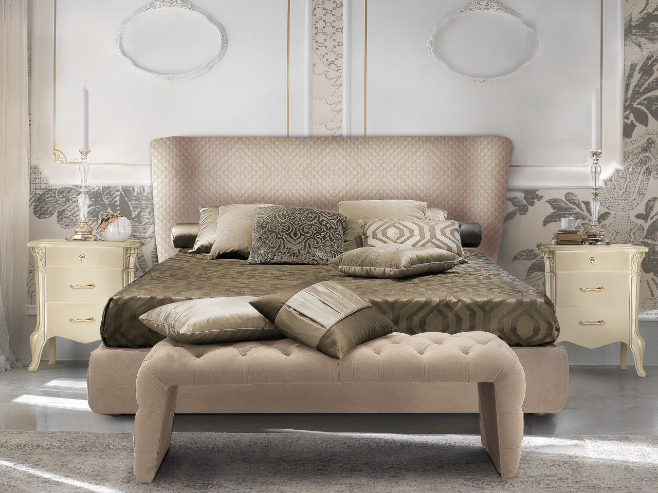 Двуспальная кровать из ткани с мягким изголовьем CASA +39 City ARCH-00123744 - Вид №1