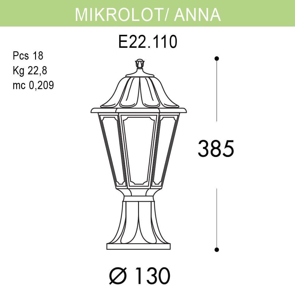 Уличный светильник Fumagalli Mikrolot/Anna E22.110.000.AXF1R FUMAGALLI ANNA 190465 Черный - Вид №1