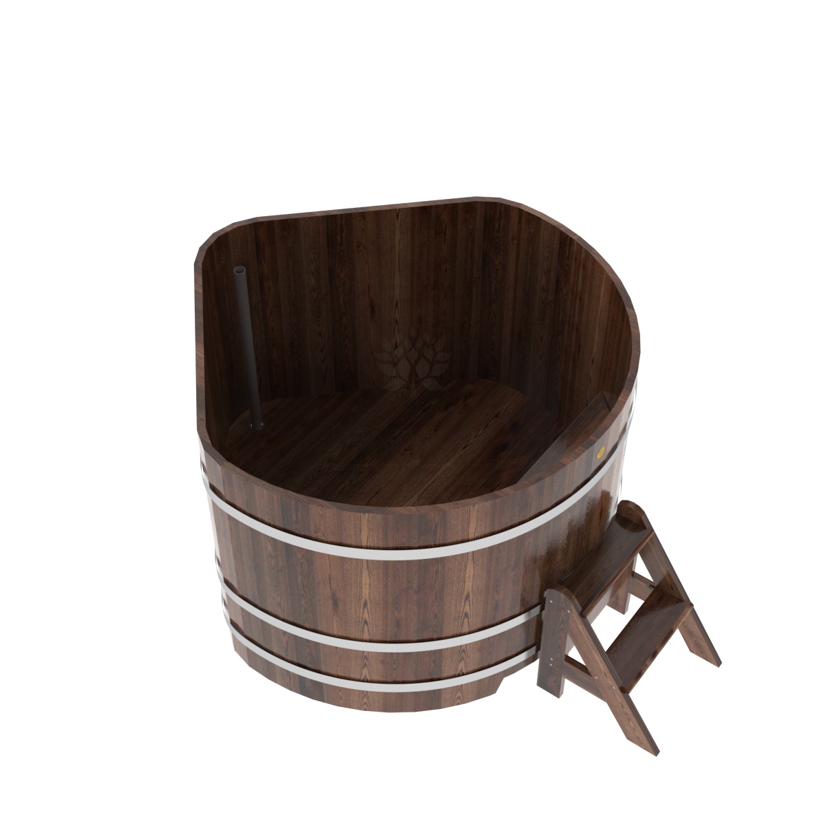 1240 Купель угловая из лиственницы 1,37х1,37х1,0 морёная премиум Alyarus  - Вид №1