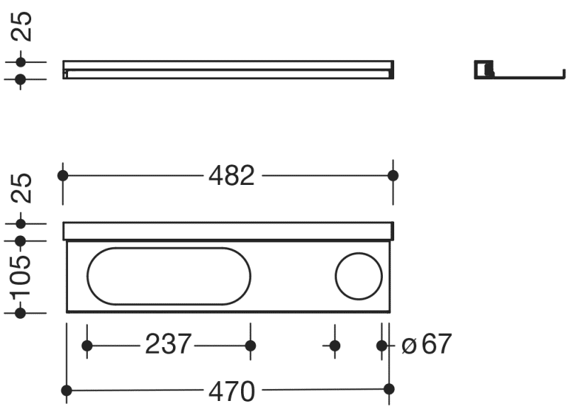 950.13.0006 Профиль для умывальника с полкой HEWI USA Produkte  - Вид №1