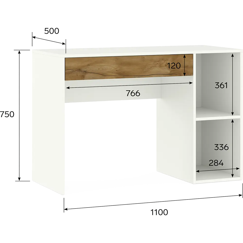 Стол письменный 110x75x50 см ЛДСП цвет белый лед/таксония Santreyd STLM-2173121 - Вид №7