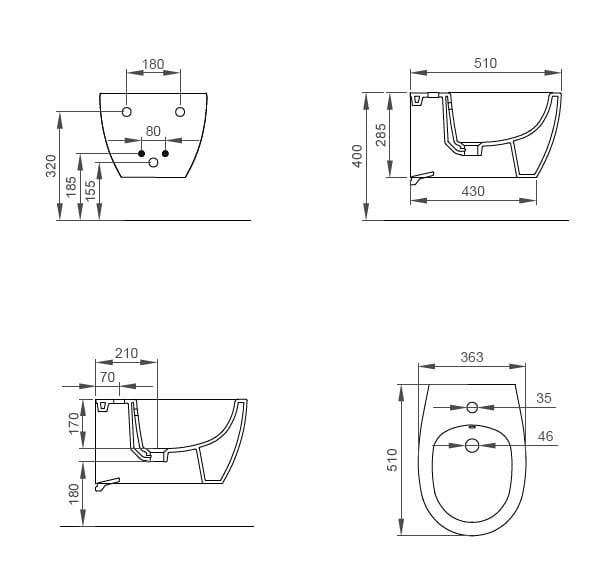 Подвесное биде с переливом Ercos KITE ARCH-00022613 - Вид №6