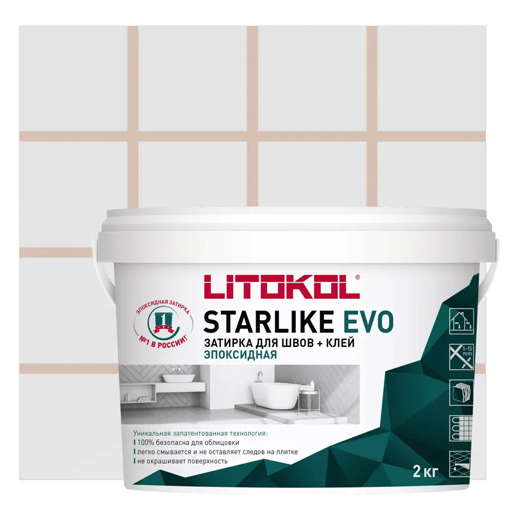 Litokol Starlike Evo - эпоксидная затирка и клей для плитки, цвет пудровый розовый 82860188 STLM-0037245