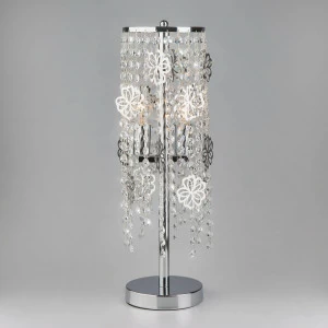 Лампа настольная цвета хром с хрусталем Strotskis Eurosvet 01035/2 EUROSVET FLOWER 00-3907301 Хром