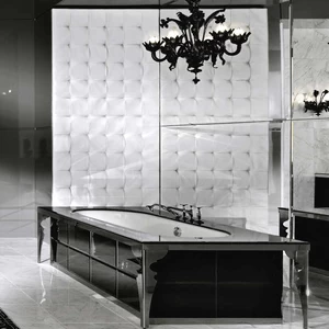 Ванна  Avignone 105x205 в отделке VETRO  extrachiaro nero MILLDUE MAJESTIC