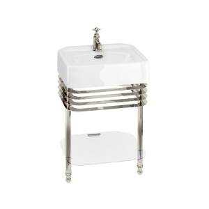 Burlington Arcade Раковина Arcade 600 мм с переливом и подставкой для умывальника с никелевым переливом и подставкой для раковины ARC600 1TH ARC22