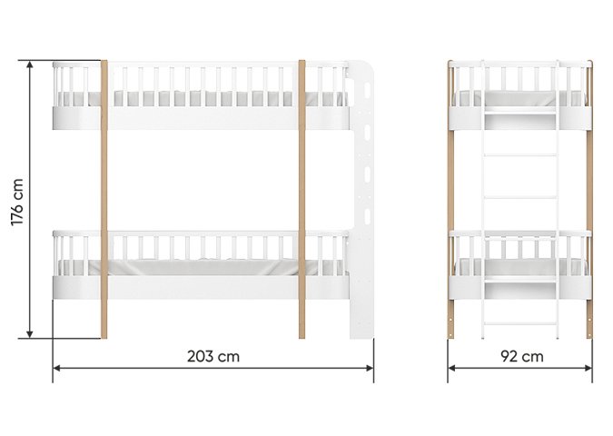 Кровать детская двухъярусная 190х90 см белая Classic ELLIPSE ELLIPSE CLASSIC 257801 Белый Santreyd  - Вид №4