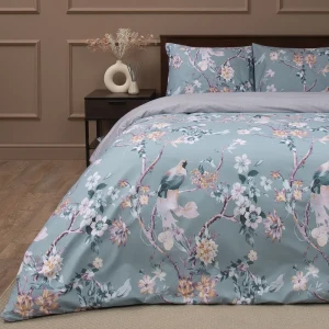 Комплект постельного белья Amore Mio Вортия евро сатин серо-голубой