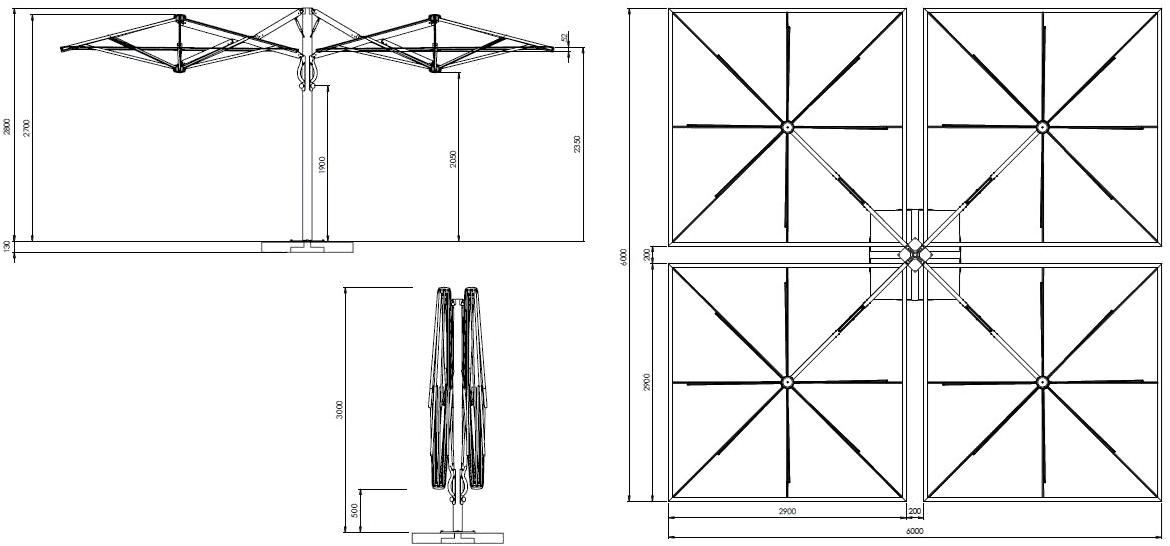 Scolaro Parasol Множественный квадратный зонт Galaxia sun-id-1350625 - Вид №5