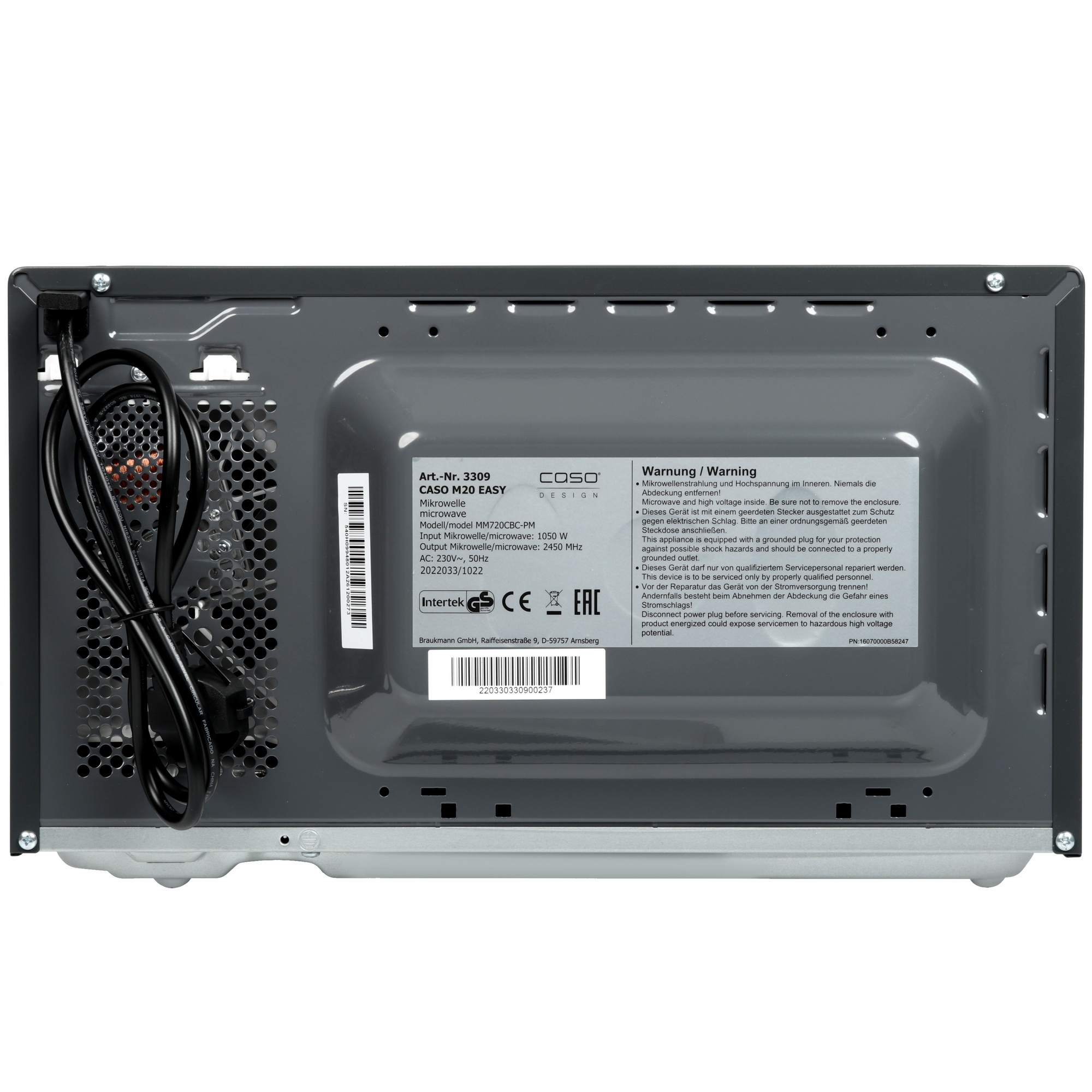 1117014 Микроволновая печь CASO M 20 EASY зеркальный, черный STDN-0083598 - Вид №7