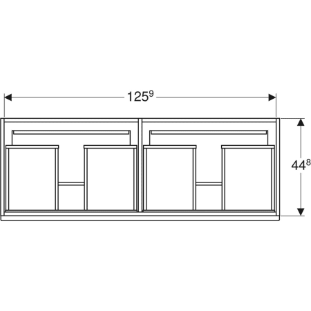 869531000 Шкафчик для двойной встраиваемой раковины Geberit Renova Plan, с двумя выдвижными ящиками и двумя внутренними выдвижными ящиками Geberit  - Вид №2