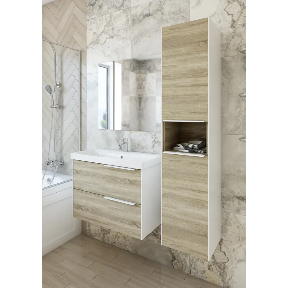 Тумба под раковину подвесная Sanflor Барселона 80 см цвет дуб сонома STLM-2112208 - Вид №3