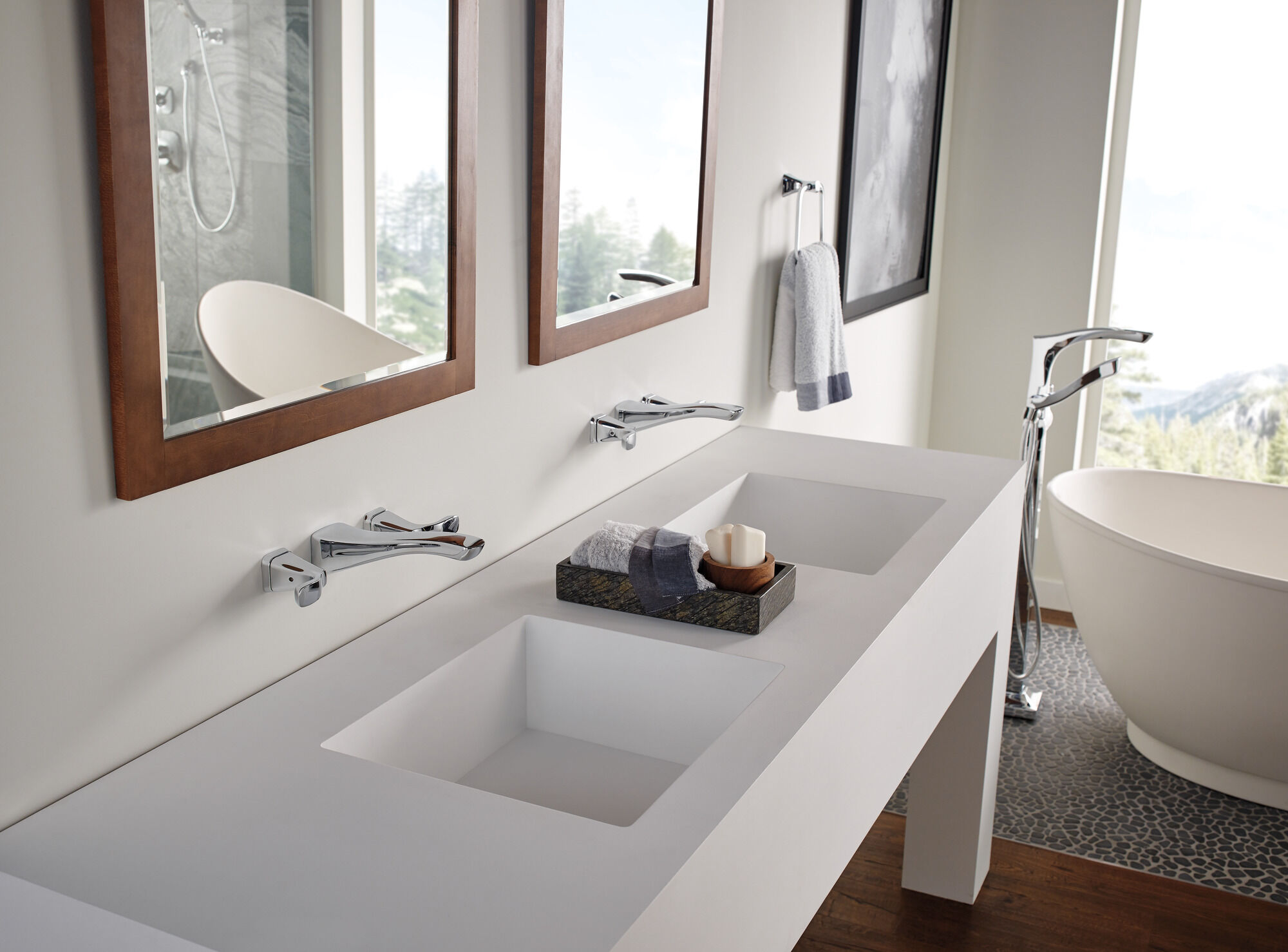 T4752-FL Напольная накладка для ванны с одной ручкой и ручным душем Delta Faucet Tesla Хром - Вид №6