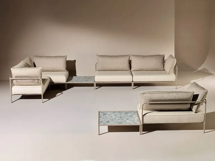 Угловой модульный садовый диван из акриловой ткани S-CAB лоскут ARCH-00069994 - Вид №1