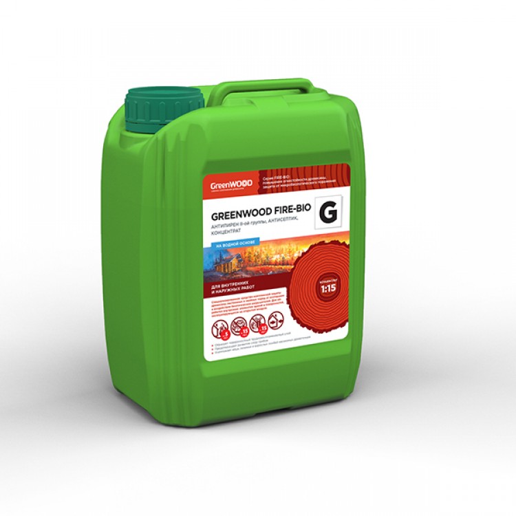 GWF-GK/05 GreenLAB GREENWOOD FIRE-BIO G Концентрат 1:15, 5 л, АНТИПИРЕН II-ой группы, АНТИСЕПТИК 
