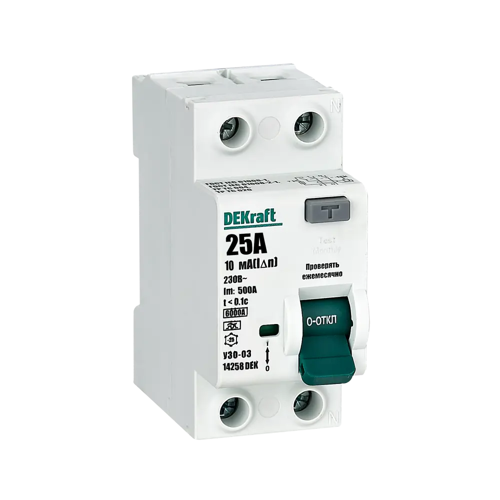 УЗО DEKraft 25А с защитой от токов утечки для жилых помещений 84509395 STLM-0050972