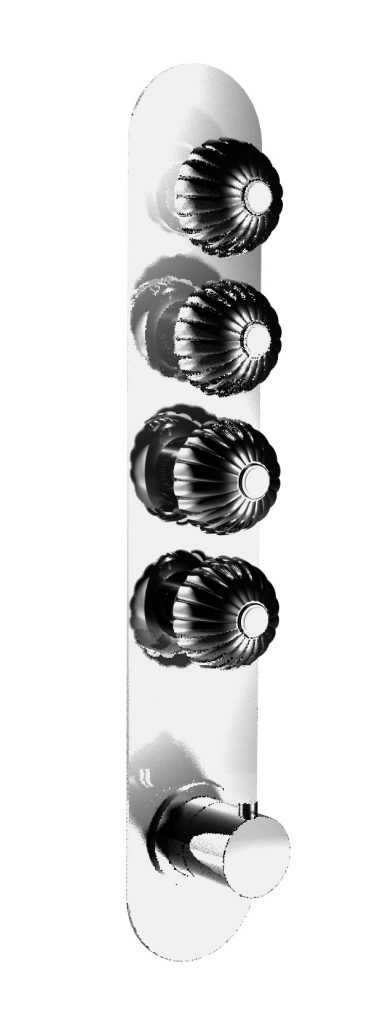 02542/4 Встроенный термостатический смеситель с 4-мя открытыми-закрытыми кранами на одинарной тарелке 4-ходовой. Bongio Radiant