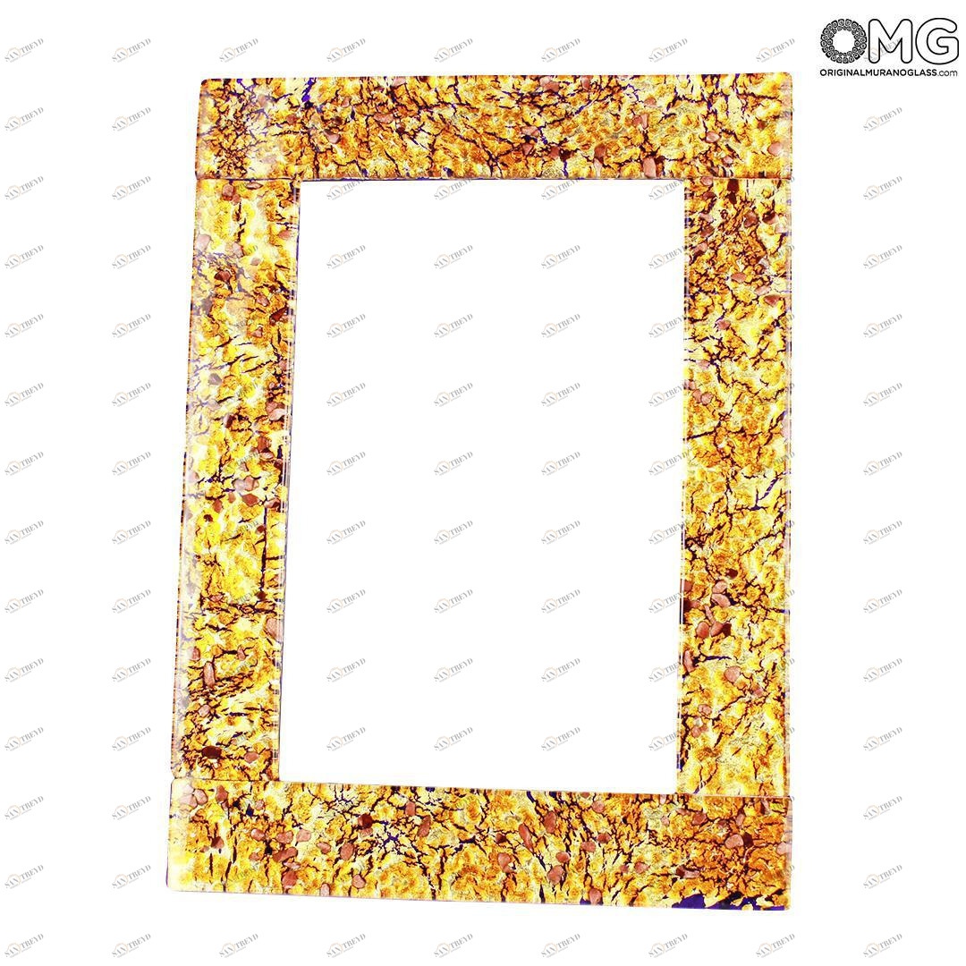 1847 ORIGINALMURANOGLASS Фоторамка Оранжево-золотая Фантазия - муранское стекло  см 