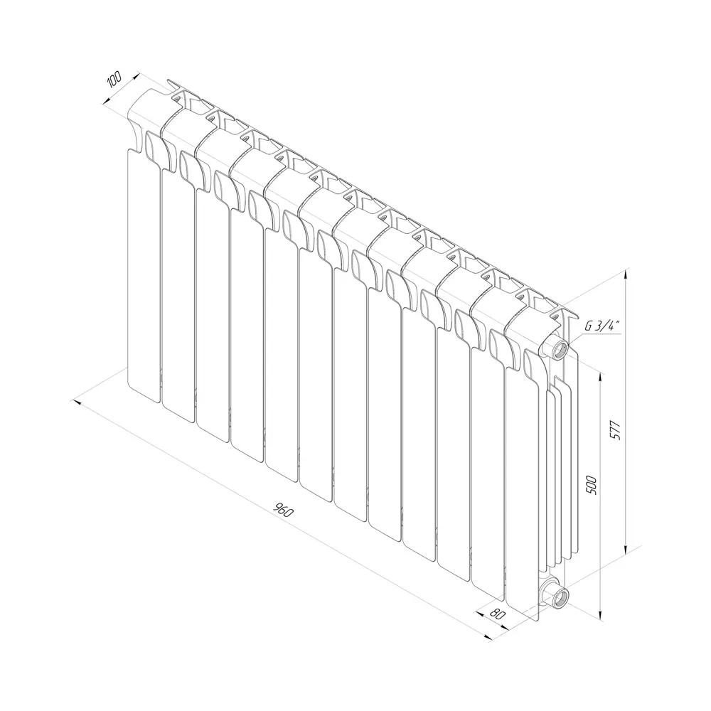 Радиатор секционный Rifar Monolit M50012RAL1015 500/100 12 секций боковое подключение биметалл бежевый 82560842 STLM-2008304 - Вид №4