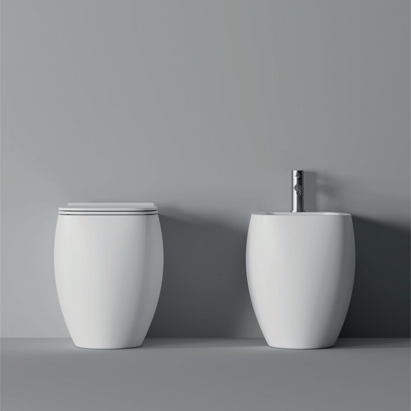 33100101.09 Унитаз напольный 550х335х450 мм Alice Ceramica Nur безободковый выпуск в стену/пол Белый матовый - Вид №2