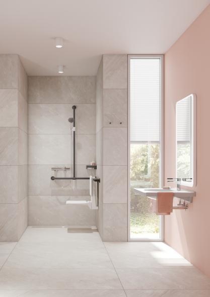 900.35.30960 Поручень для душа с выдвижным держателем для душа HEWI Greifen  - Вид №4