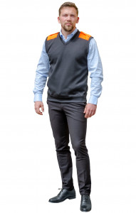 67750 Жилет "ОМЕГА" цвет черный с оранжевым  Одежда для охранных структур  размер 60-62