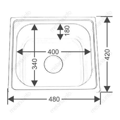 Мойка 4842 MELANA 0,8/180 врезная прямоугольная с сифоном (237 t *10) 237 t (*10) - Вид №3