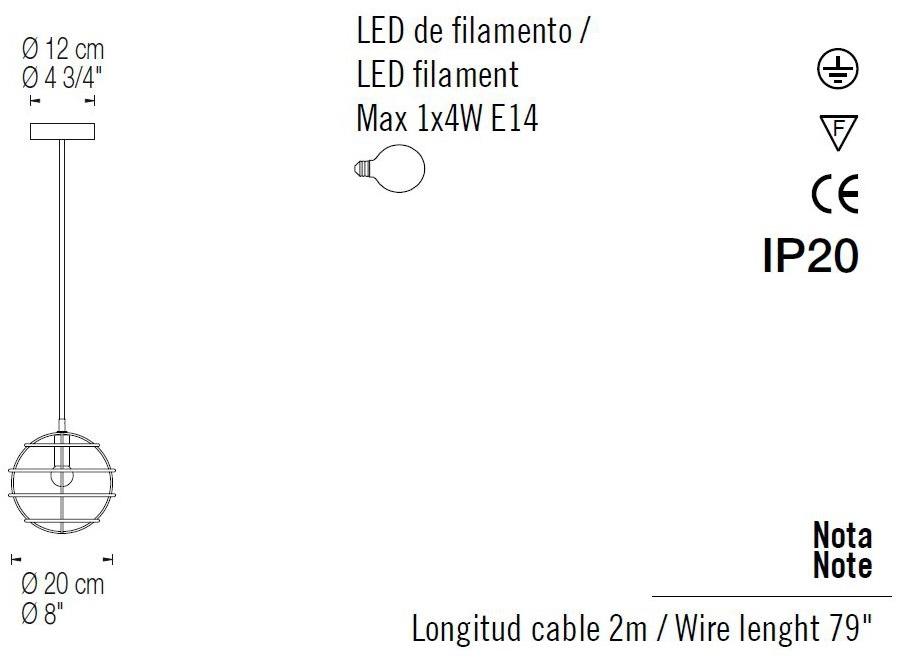 fambuena Подвесной светильник из металла Sphere 6056 - Вид №2