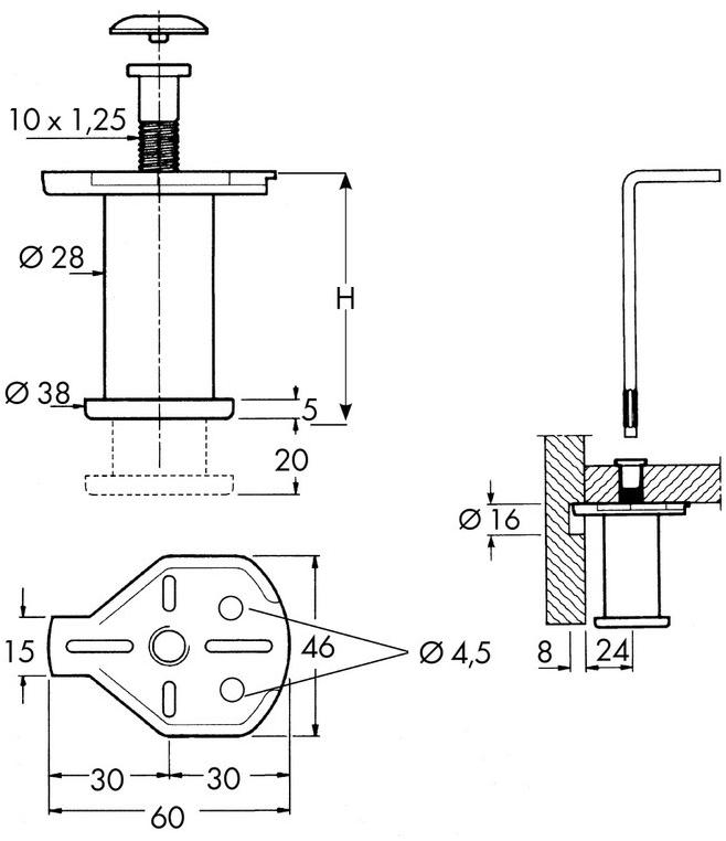 Würth Стальная мебельная ножка Base regolabile sun-id-1406670 - Вид №1