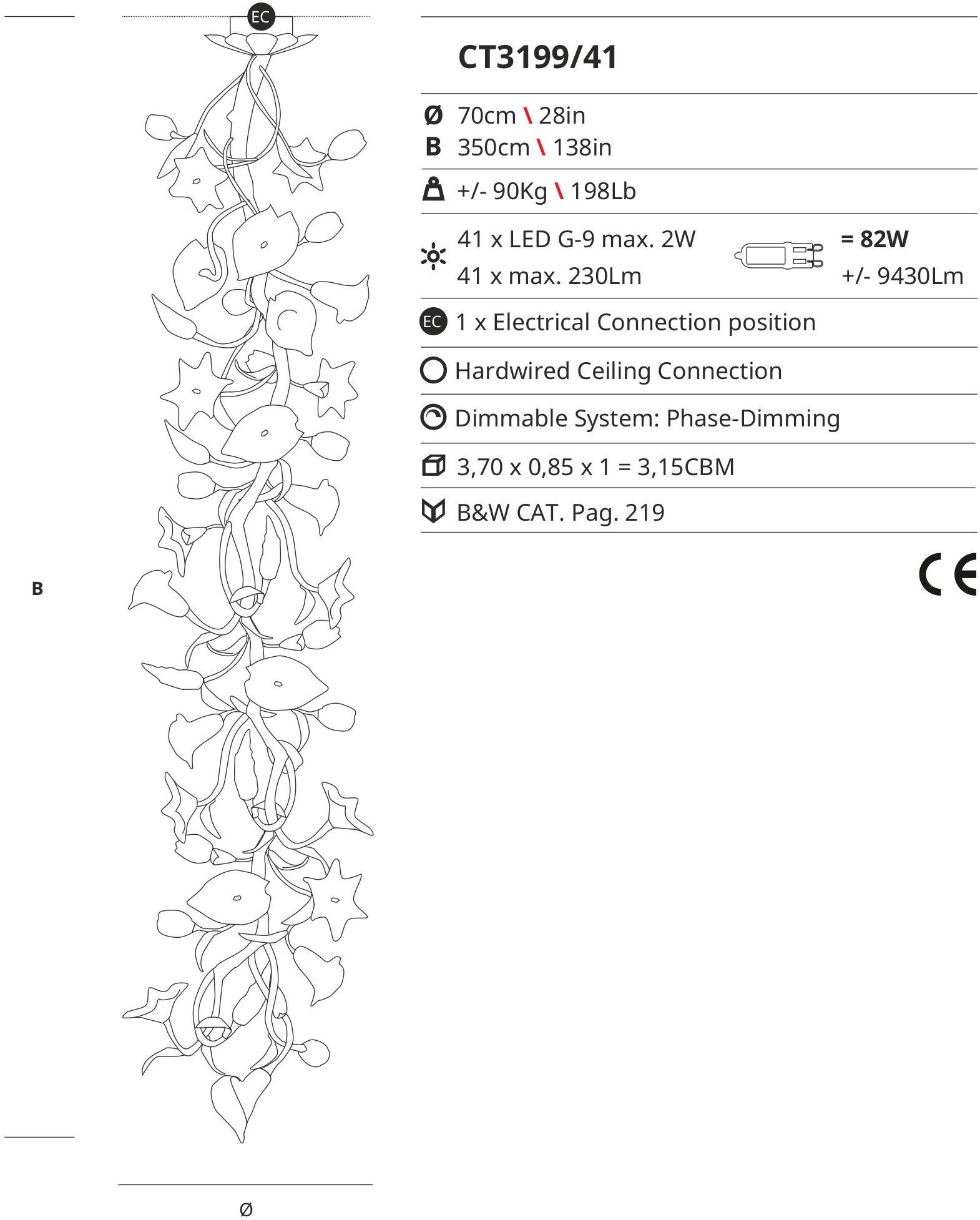 Serip Бронзовый потолочный светильник ручной работы Bouquet Ct3199/41 - Вид №1