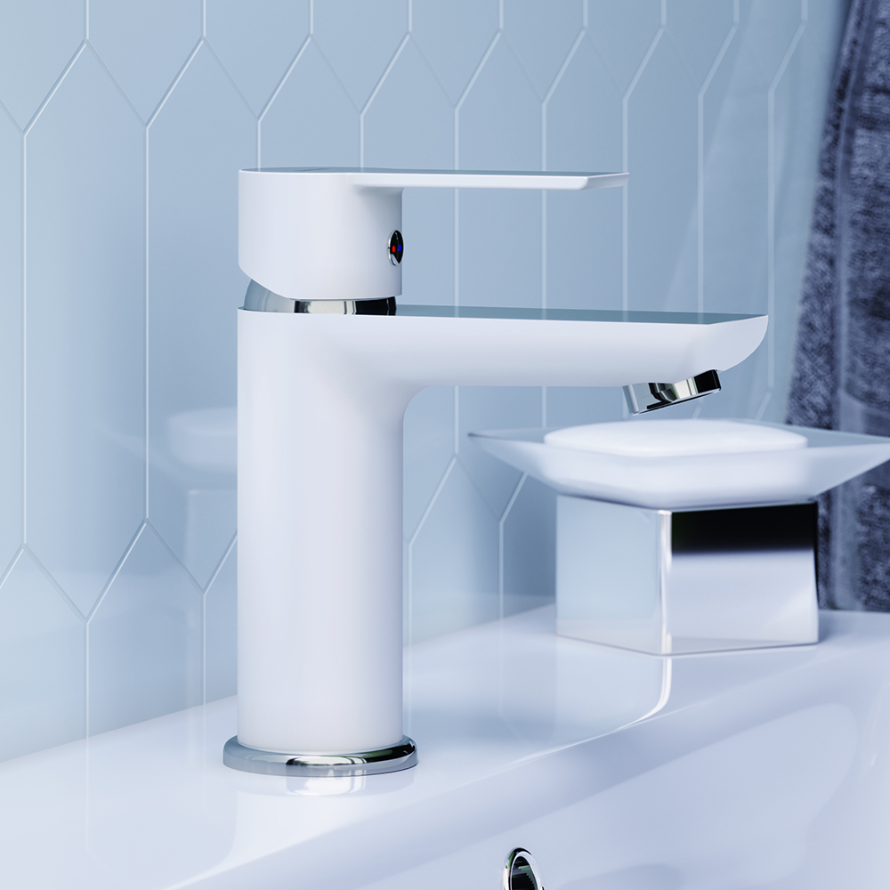 840210000 смеситель для умывальника без дк белый Damixa Origin Elegance  - Вид №1