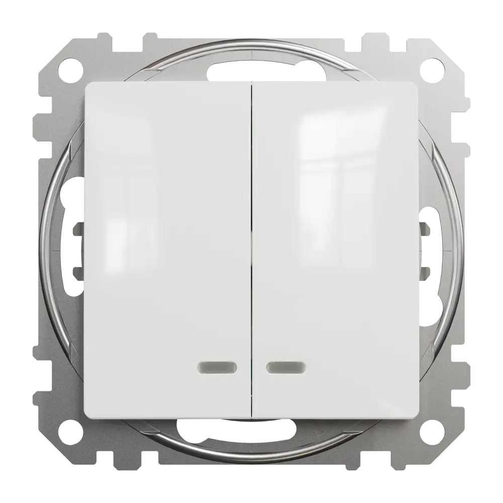 Выключатель встраиваемый Systeme Electric Sedna Design 2 клавиши с подсветкой, цвет белый 84830243 STLM-2093141 Sedna Design Elements