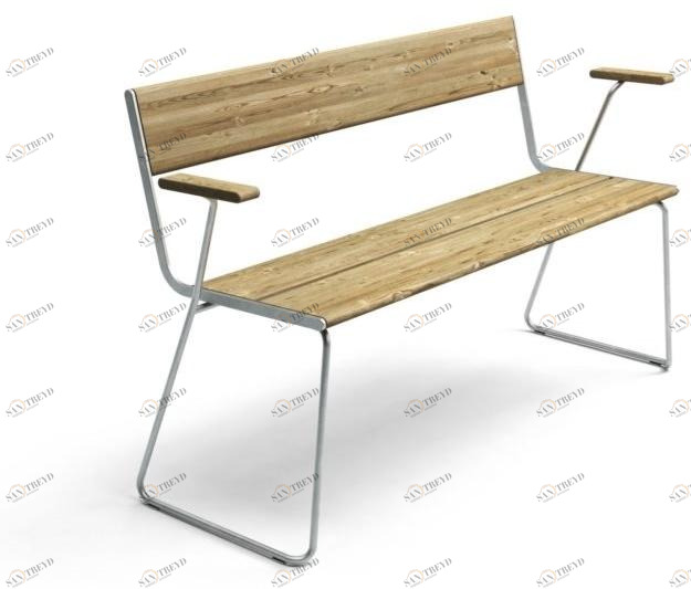 VESTRE Скамейка из стали и дерева с подлокотниками April go sun-id-1399679