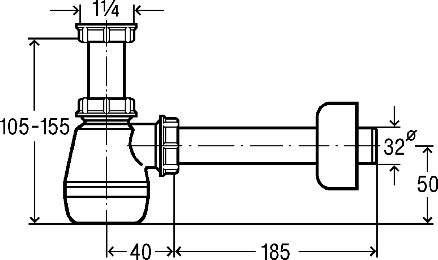 Канализационная арматура  Сифоны для умывальников и биде  Трапы для биде VIEGA 120 337 Модель 5555K  - Вид №2