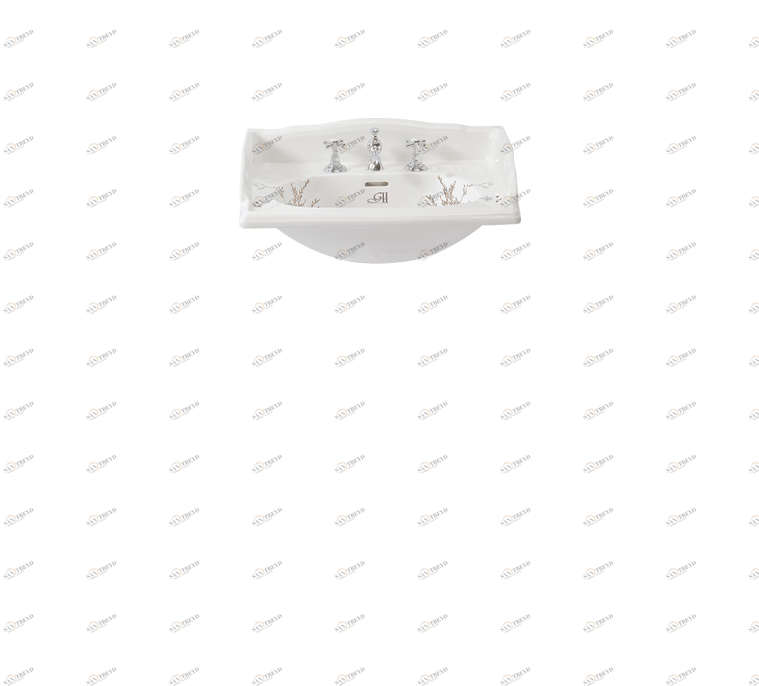 Gentry Home Таз большой белый Victorian Садовый узор GH100814