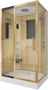 Душевая кабина NG-7711GL (900x1200х2150) низкий поддон стенки ЗОЛОТО